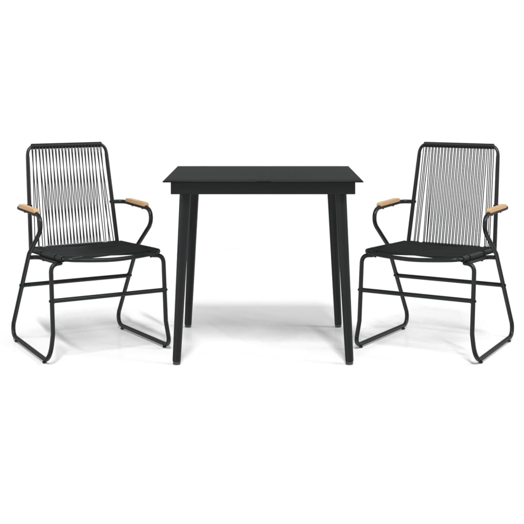 Set da Pranzo da Giardino 3 pz Nero in Rattan PVC - homemem39