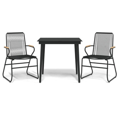Set da Pranzo da Giardino 3 pz Nero in Rattan PVC - homemem39