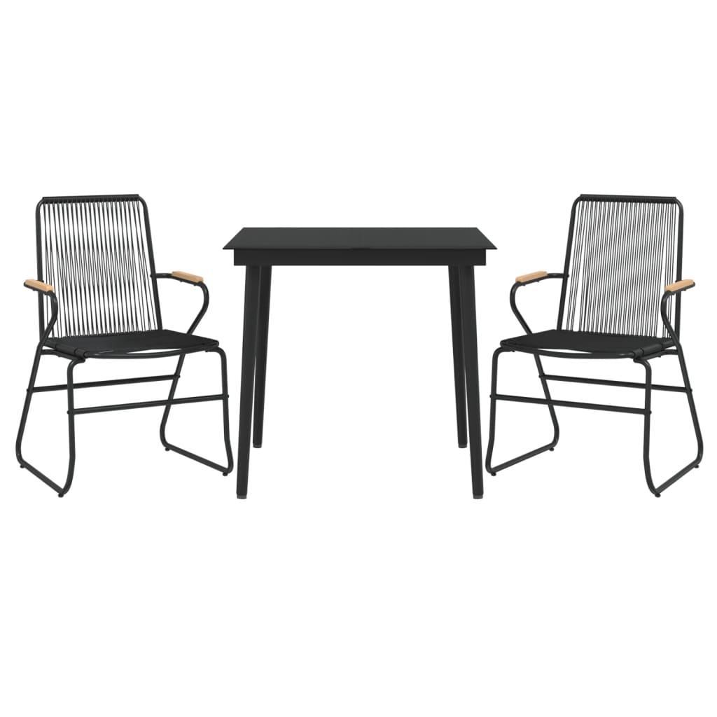 Set da Pranzo da Giardino 3 pz Nero in Rattan PVC - homemem39