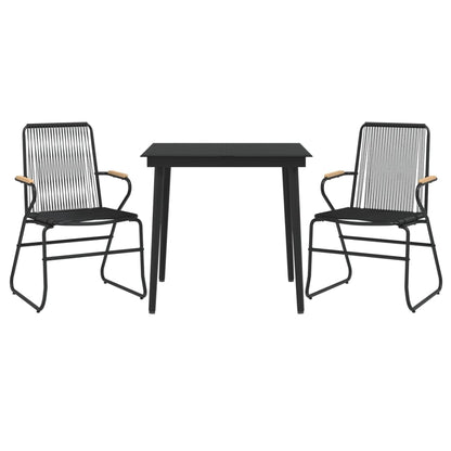 Set da Pranzo da Giardino 3 pz Nero in Rattan PVC - homemem39