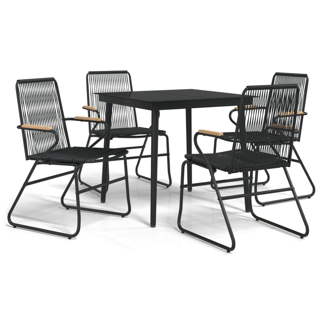 Set da Pranzo da Giardino 5 pz Nero in Rattan PVC - homemem39