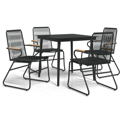 Set da Pranzo da Giardino 5 pz Nero in Rattan PVC - homemem39