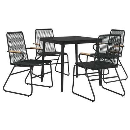 Set da Pranzo da Giardino 5 pz Nero in Rattan PVC - homemem39