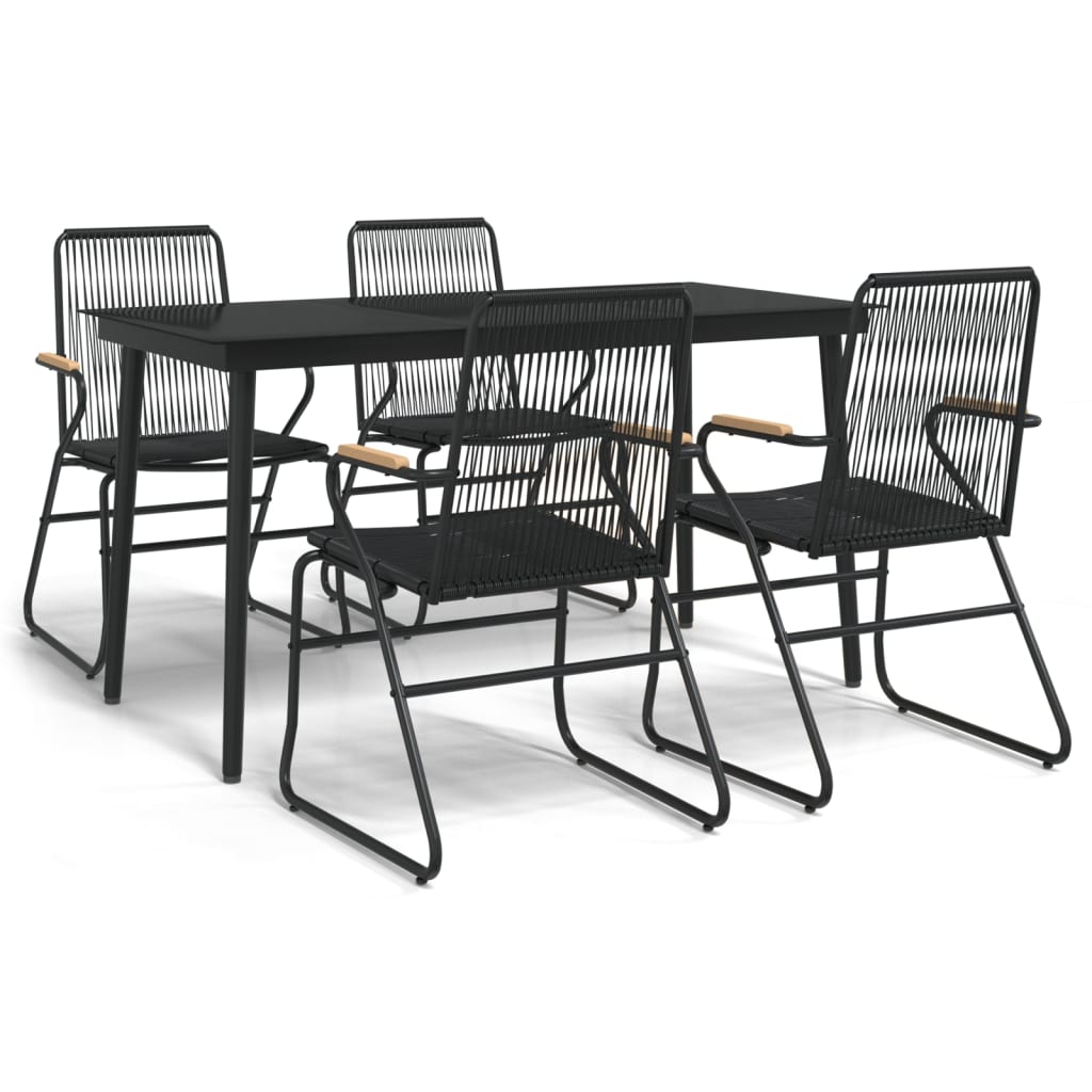 Set da Pranzo da Giardino 5 pz Nero in Rattan PVC - homemem39