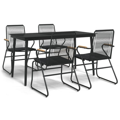 Set da Pranzo da Giardino 5 pz Nero in Rattan PVC - homemem39