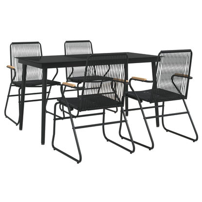 Set da Pranzo da Giardino 5 pz Nero in Rattan PVC - homemem39