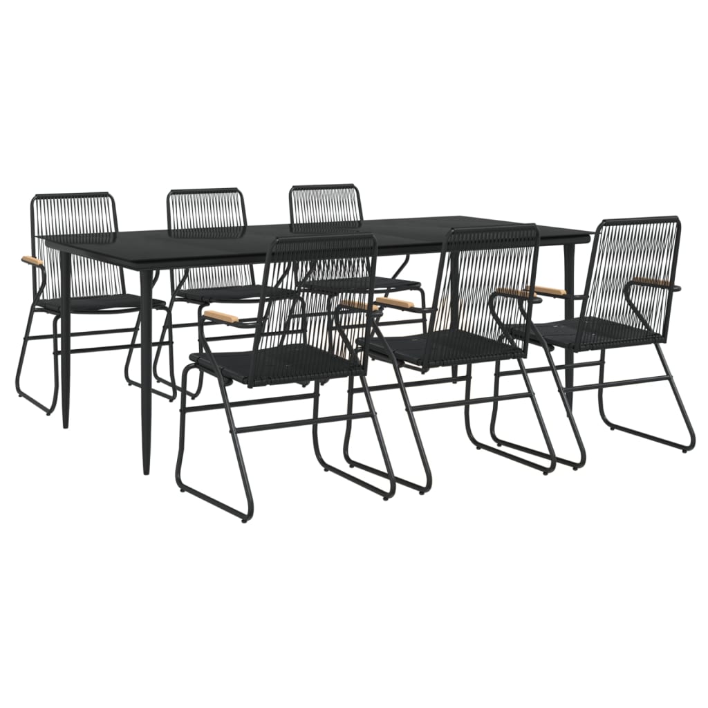 Set da Pranzo da Giardino 7 pz Nero in Rattan PVC - homemem39