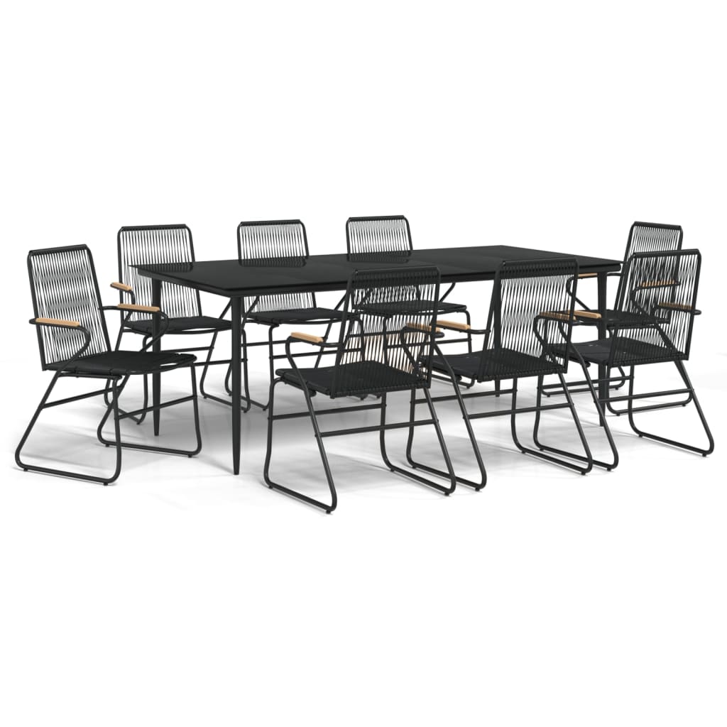 Set da Pranzo da Giardino 9 pz Nero in Rattan PVC | homemem39