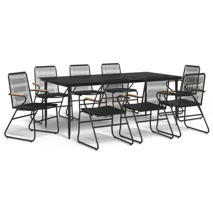 Set da Pranzo da Giardino 9 pz Nero in Rattan PVC - homemem39