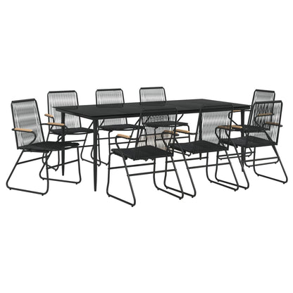 Set da Pranzo da Giardino 9 pz Nero in Rattan PVC | homemem39