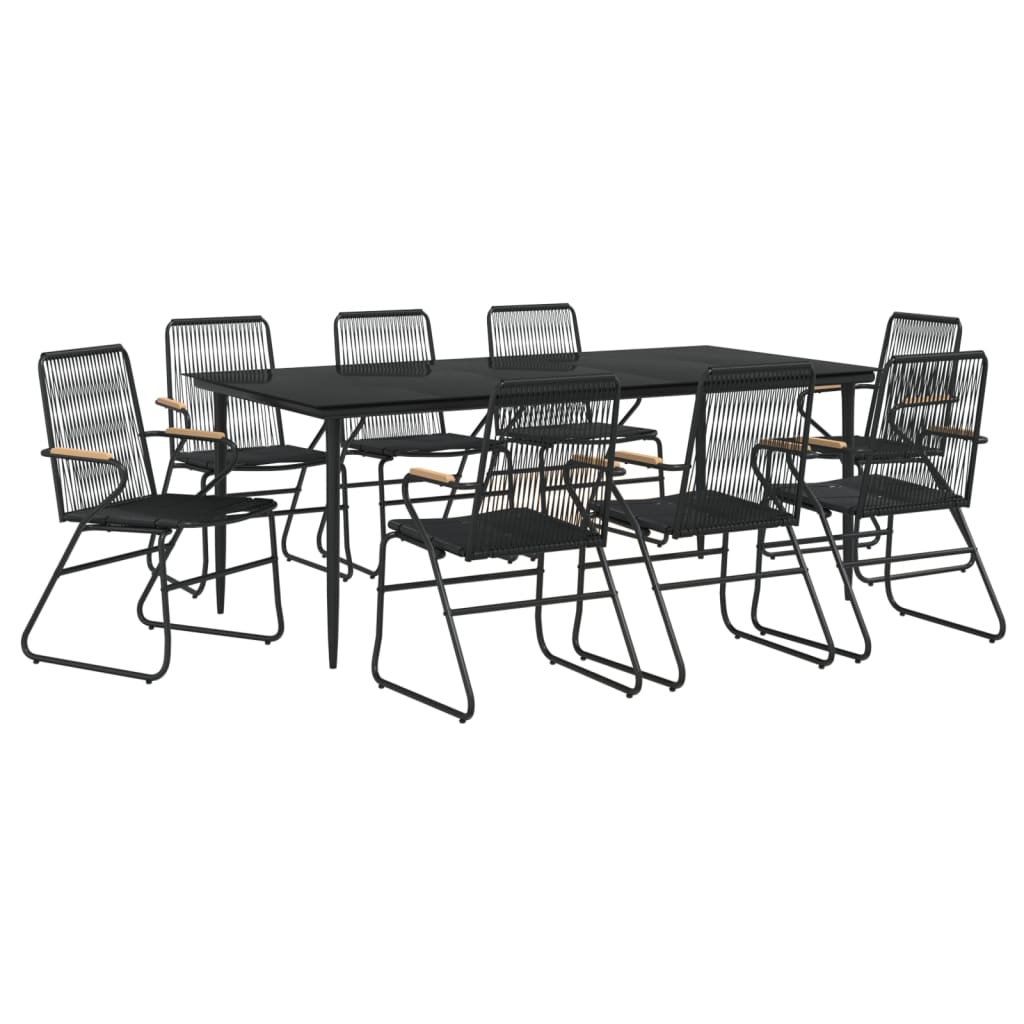 Set da Pranzo da Giardino 9 pz Nero in Rattan PVC - homemem39