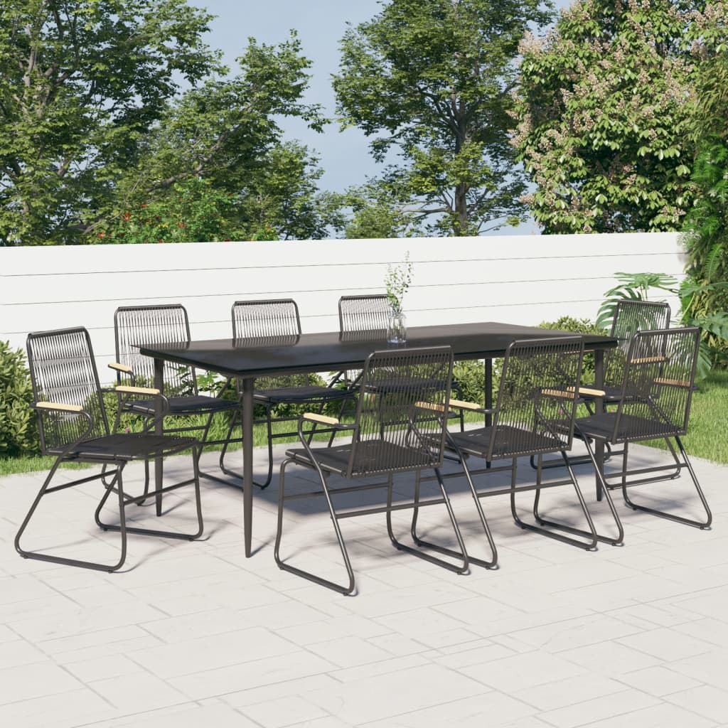 Set da Pranzo da Giardino 9 pz Nero in Rattan PVC | homemem39