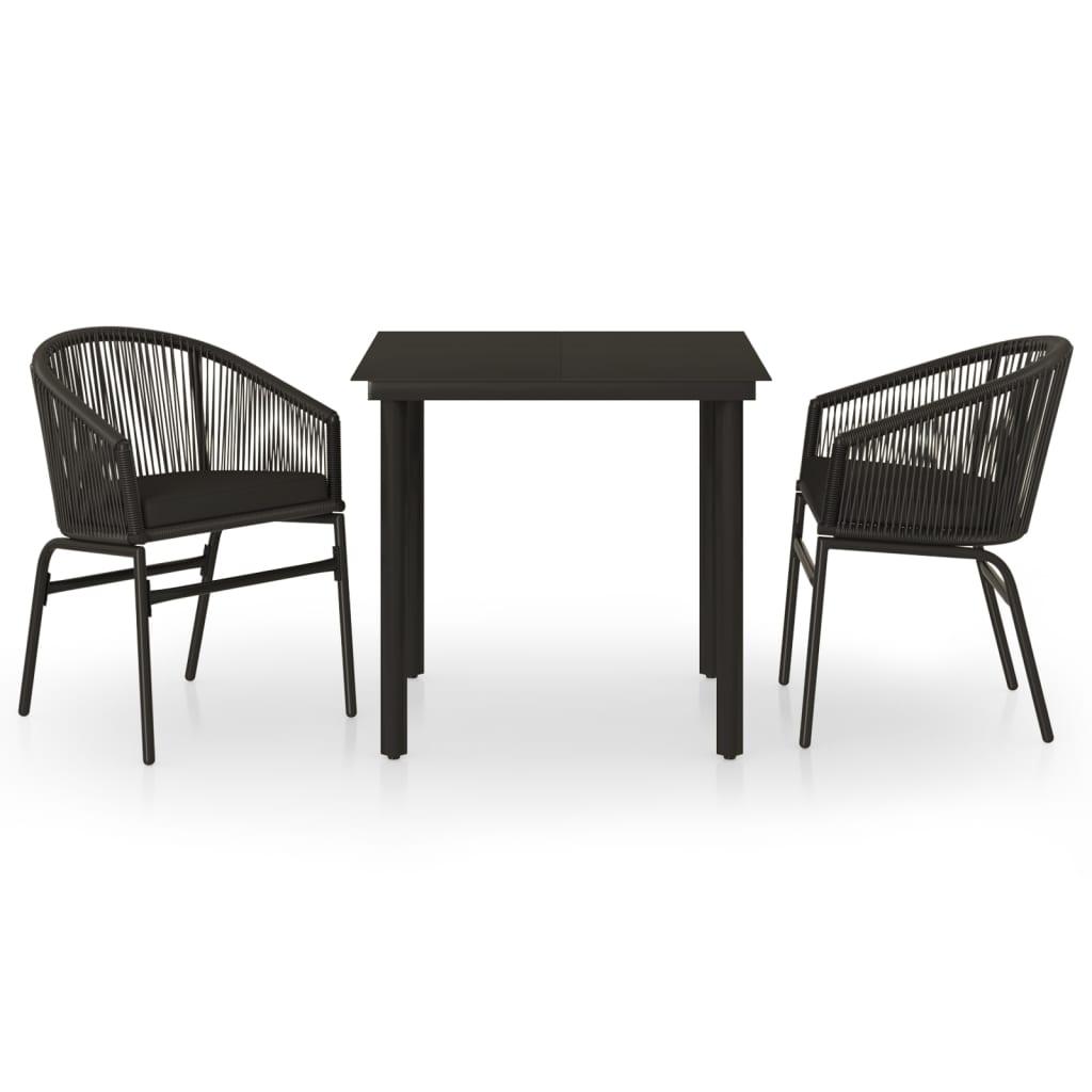 Set Mobili da Pranzo per Giardino 3 pz Nero | homemem39