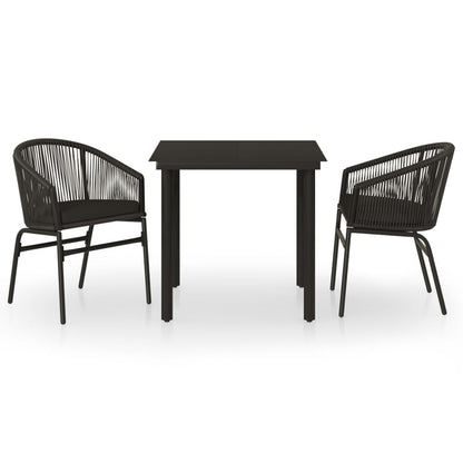 Set Mobili da Pranzo per Giardino 3 pz Nero | homemem39