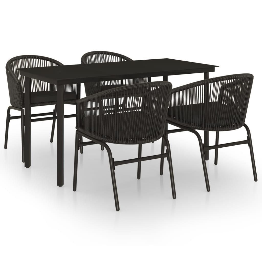 Set da Pranzo per Giardino 5 pz Nero | homemem39