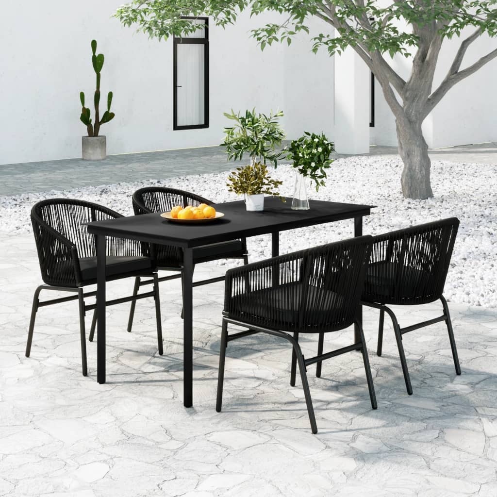 Set da Pranzo per Giardino 5 pz Nero - homemem39