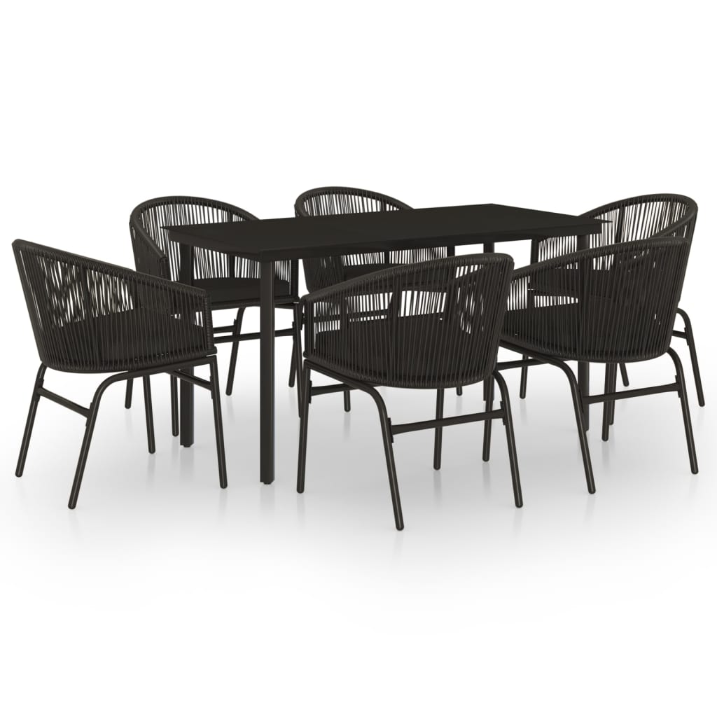 Set Mobili da Pranzo per Giardino 7 pz Nero | homemem39