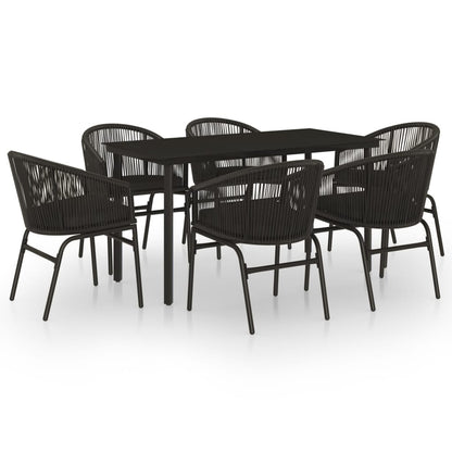 Set Mobili da Pranzo per Giardino 7 pz Nero - homemem39