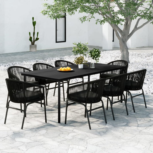 Set da Pranzo da Giardino 9 pz Nero - homemem39