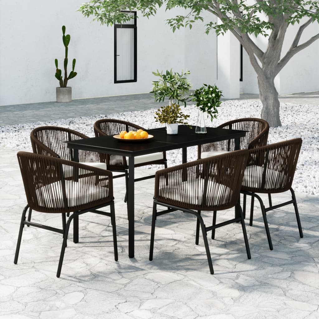 Set Mobili da Pranzo per Giardino 7 pz Marrone - homemem39