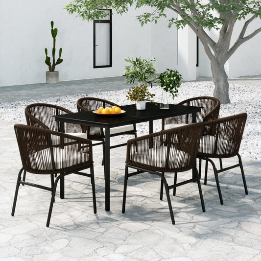 Set Mobili da Pranzo per Giardino 7 pz Marrone - homemem39