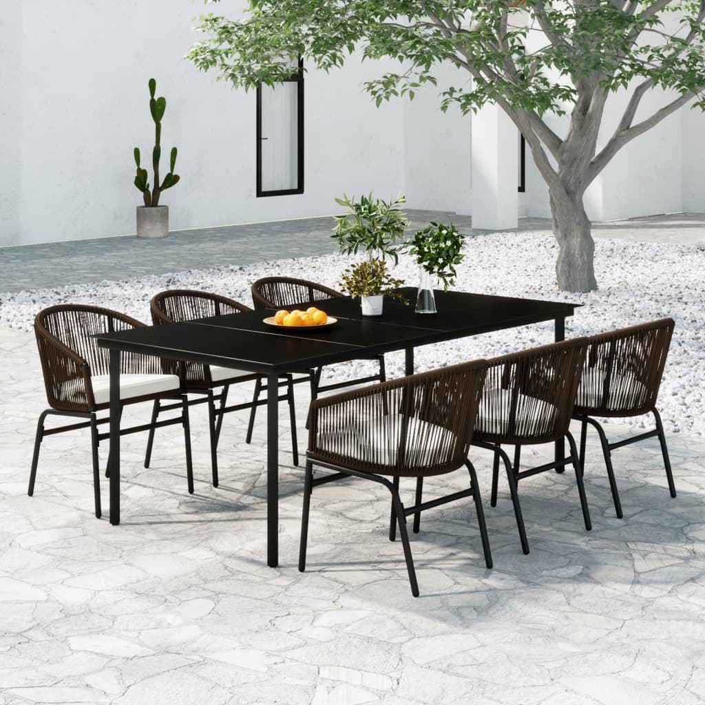Set da Pranzo da Giardino 7 pz Marrone - homemem39
