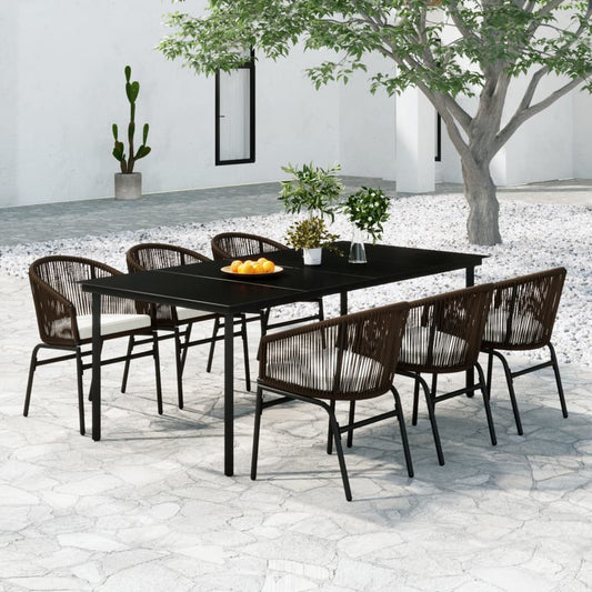 Set da Pranzo da Giardino 7 pz Marrone - homemem39