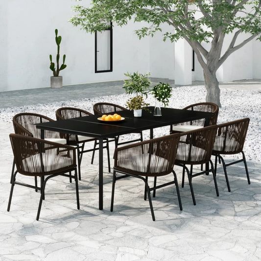 Set da Pranzo da Giardino 9 pz Marrone - homemem39