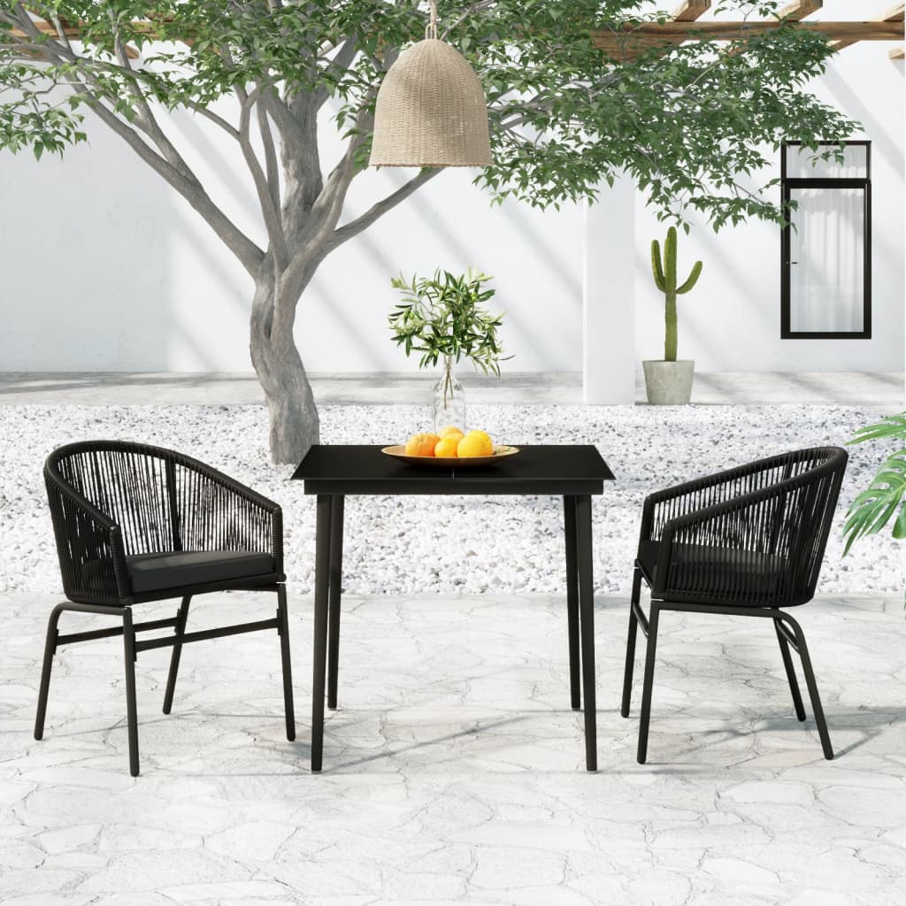 Set Mobili da Pranzo per Giardino 3 pz Nero - homemem39
