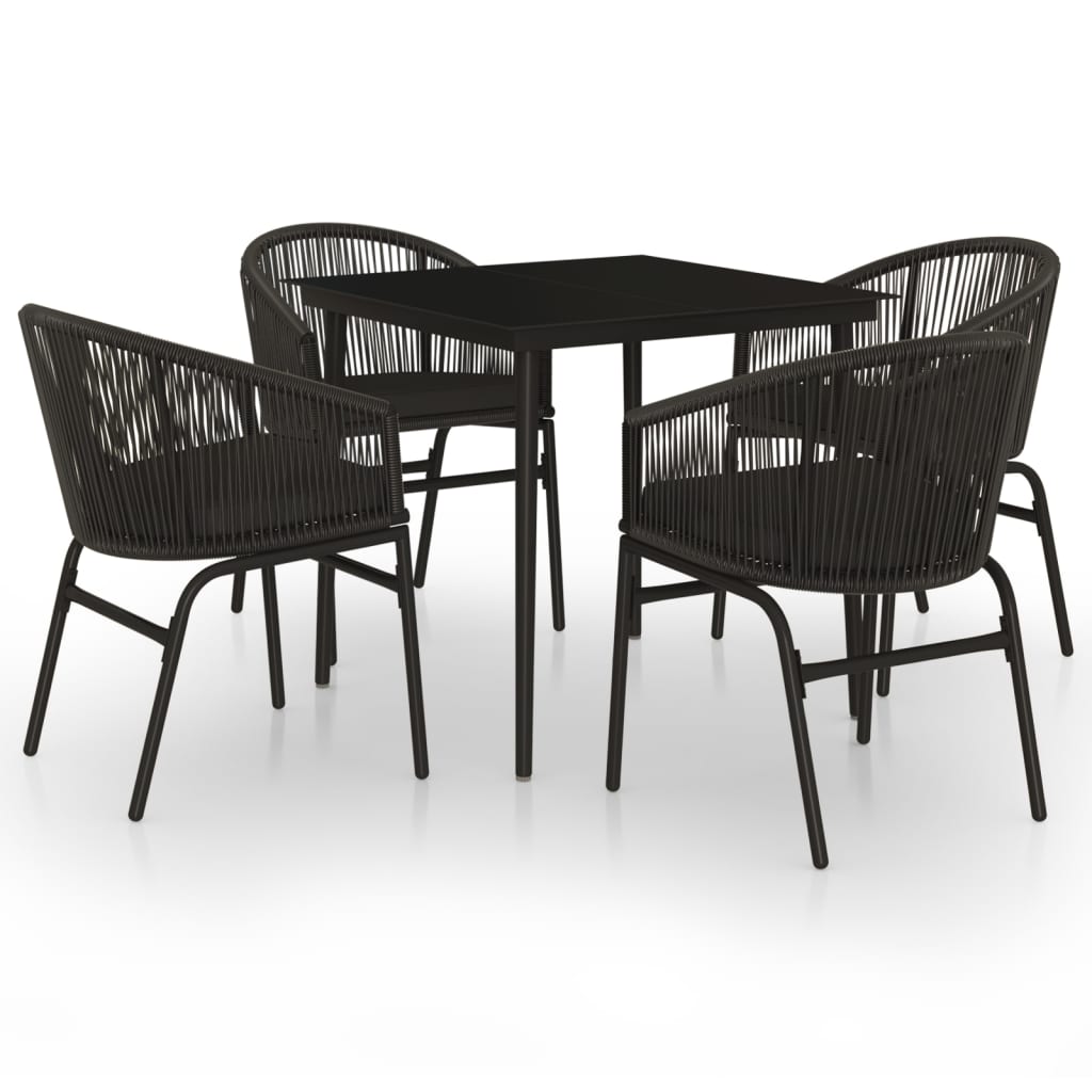 Set da Pranzo per Giardino 5 pz Nero