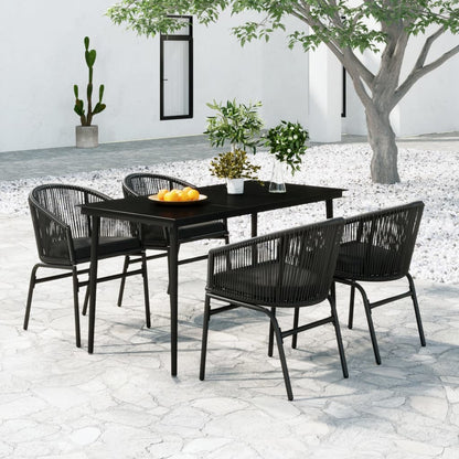 Set da Pranzo per Giardino 5 pz Nero - homemem39