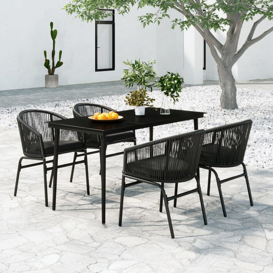 Set da Pranzo per Giardino 5 pz Nero - homemem39