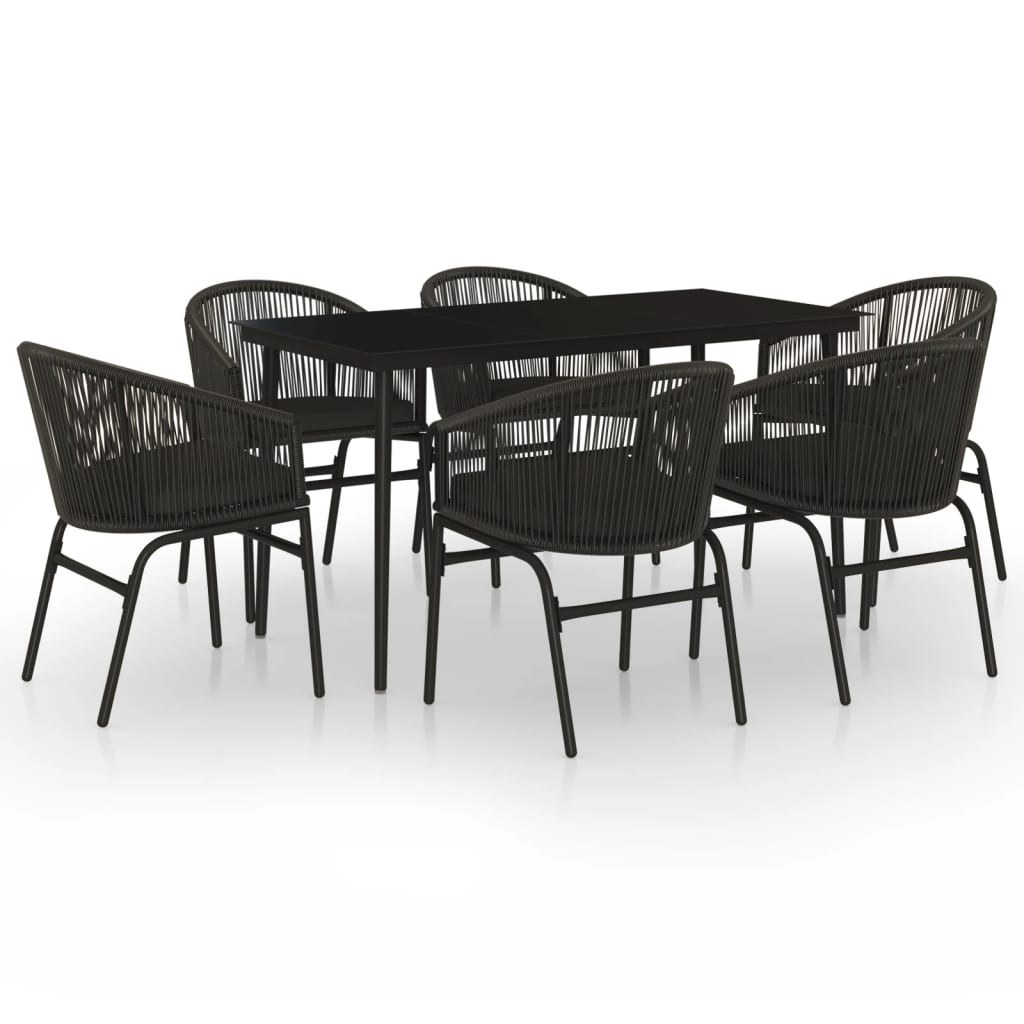 Set Mobili da Pranzo per Giardino 7 pz Nero - homemem39