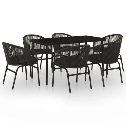 Set Mobili da Pranzo per Giardino 7 pz Nero - homemem39