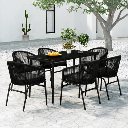 Set Mobili da Pranzo per Giardino 7 pz Nero - homemem39