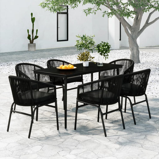 Set Mobili da Pranzo per Giardino 7 pz Nero - homemem39