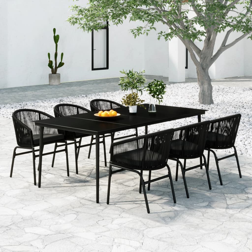 Set da Pranzo da Giardino 7 pz Nero - homemem39