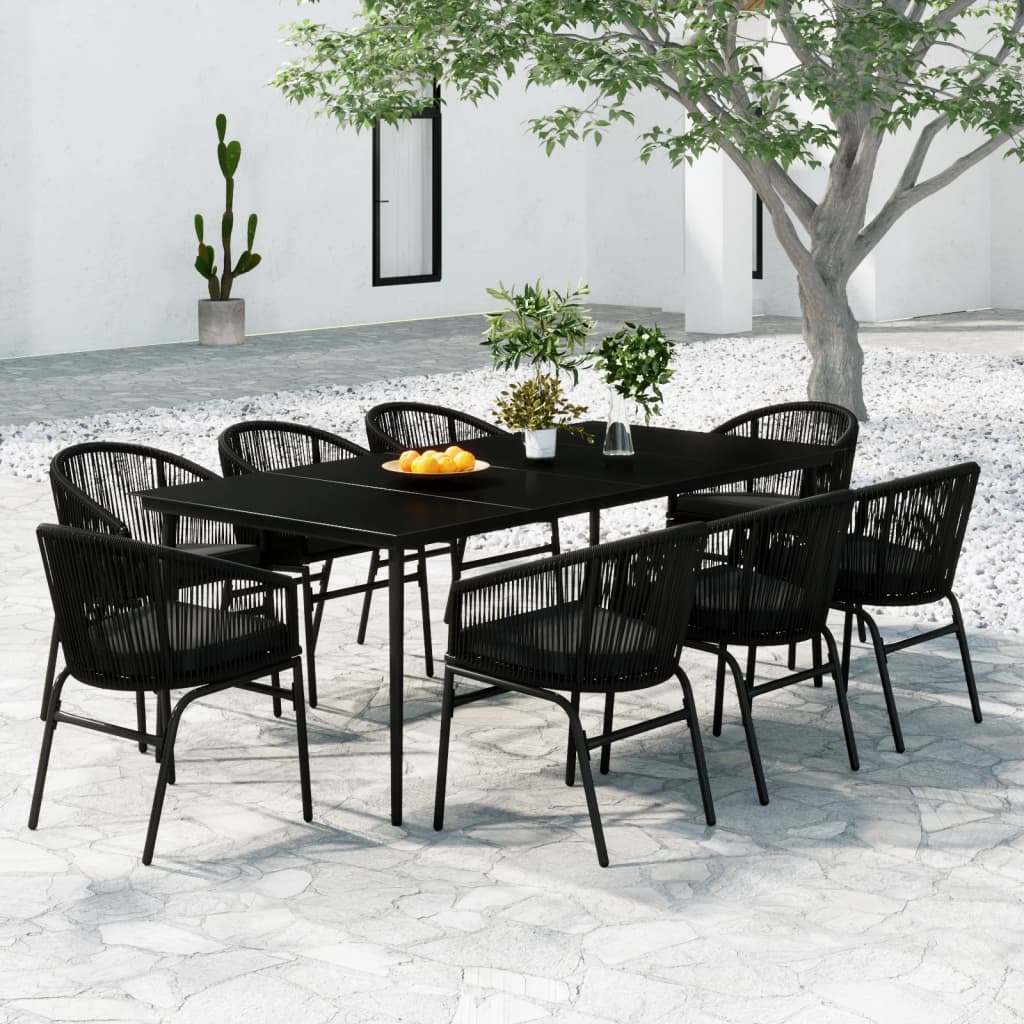 Set da Pranzo da Giardino 9 pz Nero | homemem39