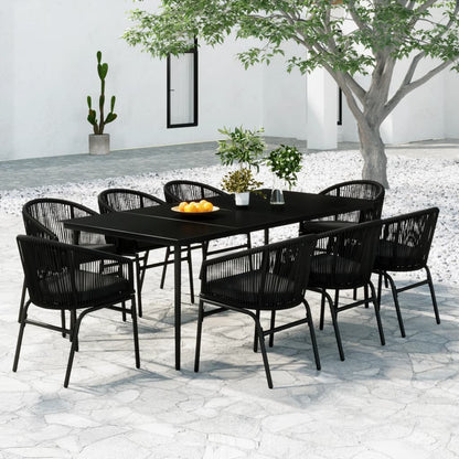 Set da Pranzo da Giardino 9 pz Nero - homemem39