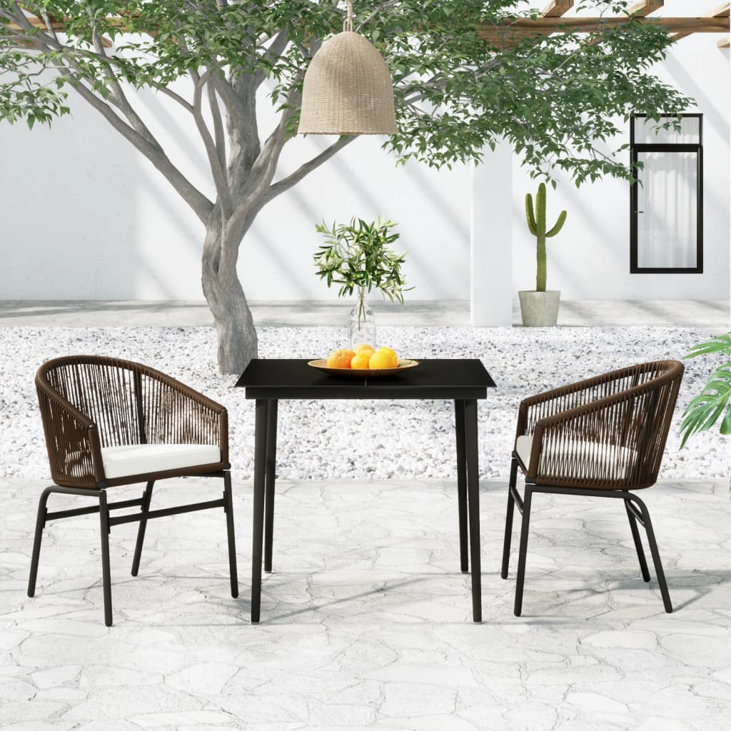 Set Mobili da Pranzo per Giardino 3 pz Marrone - homemem39