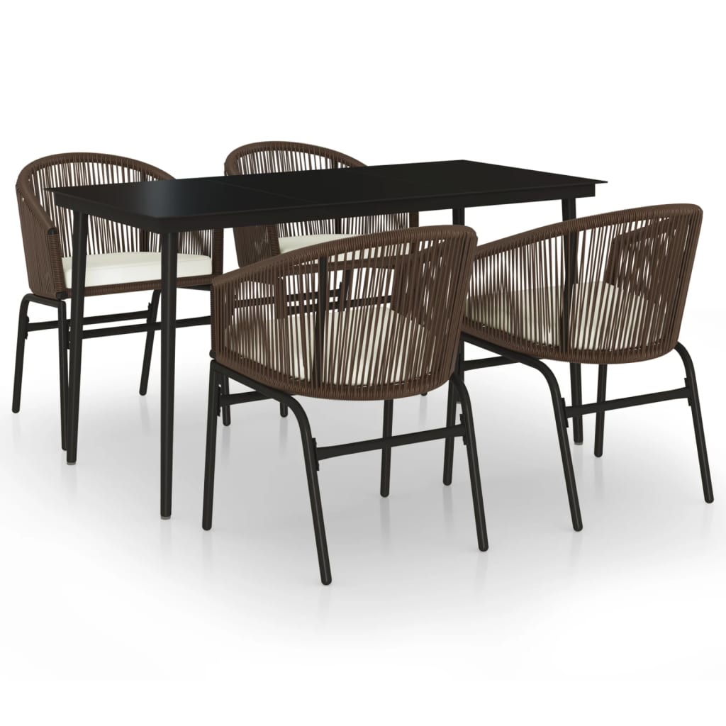 Set Mobili da Pranzo per Giardino 5 pz Marrone | homemem39
