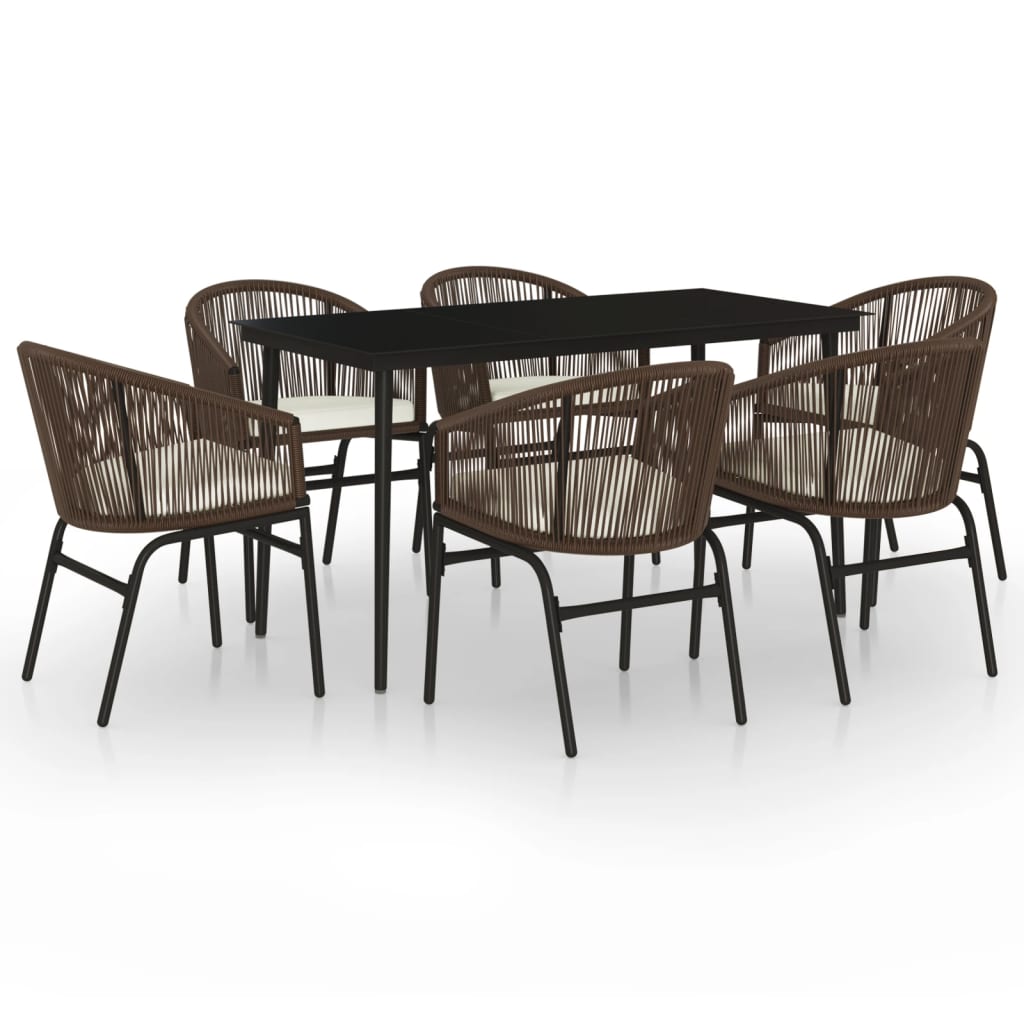 Set Mobili da Pranzo per Giardino 7 pz Marrone - homemem39