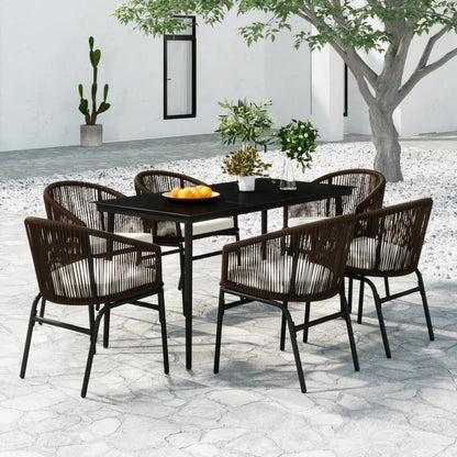 Set Mobili da Pranzo per Giardino 7 pz Marrone | homemem39