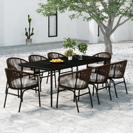 Set da Pranzo da Giardino 9 pz Marrone - homemem39