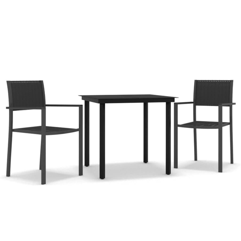 Set da Pranzo da Giardino 3 pz Nero - homemem39
