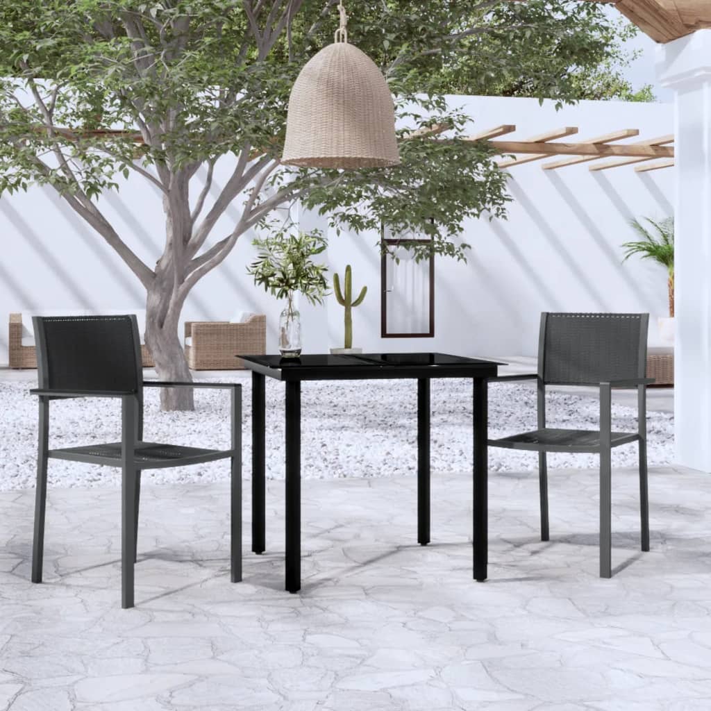 Set da Pranzo da Giardino 3 pz Nero - homemem39