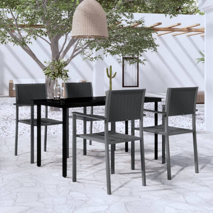 Set da Pranzo da Giardino 5 pz Nero - homemem39