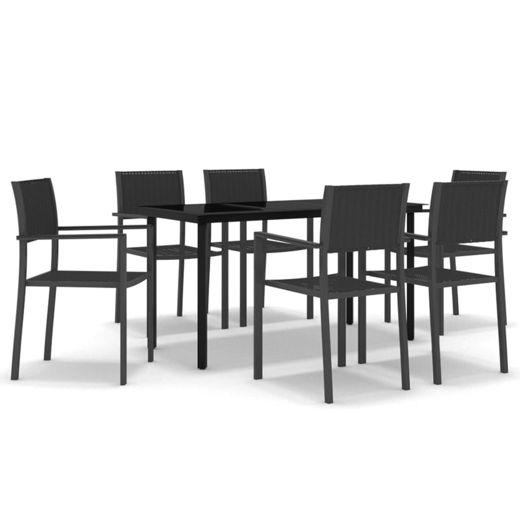 Set da Pranzo da Giardino 7 pz Nero - homemem39