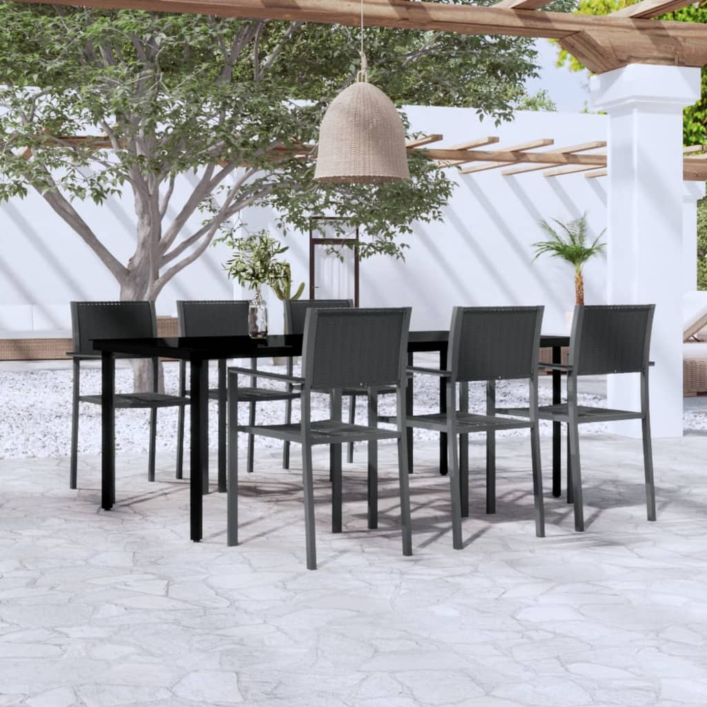 Set Mobili da Pranzo da Giardino 7 pz Nero - homemem39
