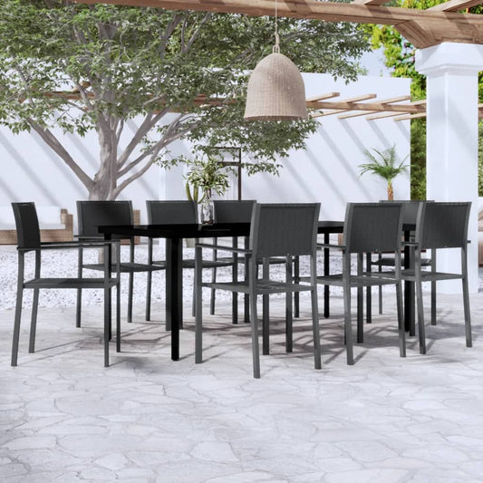 Set da Pranzo da Giardino 9 pz Nero - homemem39